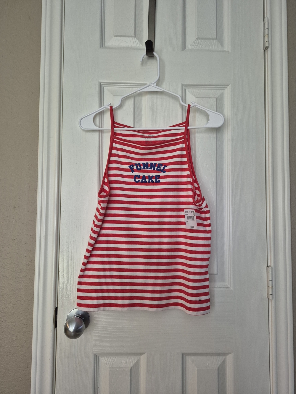 American Eagle Outfitters Red & White Striped Funnel Cake Tank